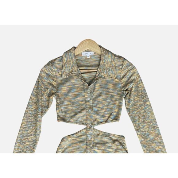 Mable Mini Dress Size S Keira Y2K Cut Out Ribbed Bodycon Long Sleeve Rave - Picture 6 of 12